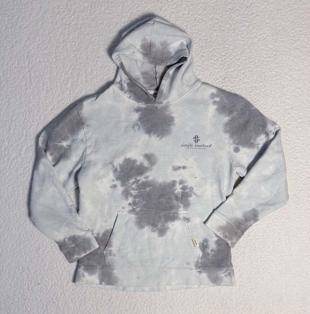 Simply Southern Youth Large Tie Dye 'Slow Your Roll' Graphic Hoodie